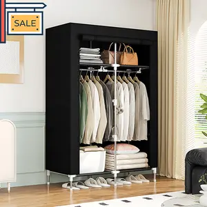 Portable Wardrobe Closet Clothes Storage Hanging Rod Rail with Non-Woven Fabric Cover Bedroom Clothing Organizer clothes rack