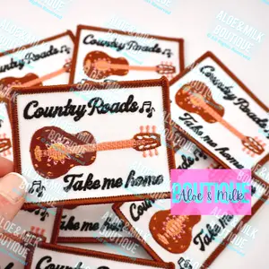Country Roads Take Me Home, Country music, Country hat patch, Trucker Hat patch, cowboy hat patch, cowgirl hat patch