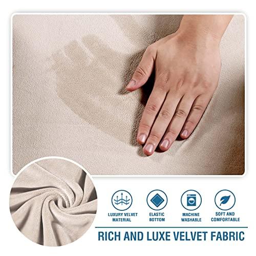 Chaise Lounge Cover Velvet Chaise Lounge Couch Cover High Stretch Chaise Lounge Slipcover Luxury Lounge Chair Cover for Living Room Soft Furniture Protector for Dog, Machine Washable, Ivory