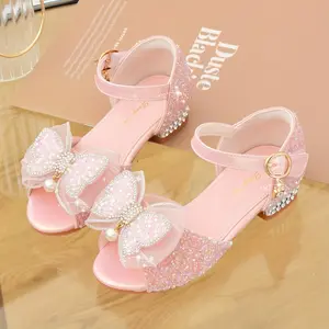 Princess Shoes for Little Girls - Girls' Sparkling Crystal Sandals - with Bow Soft Sole High Heels - New Summer Fashion