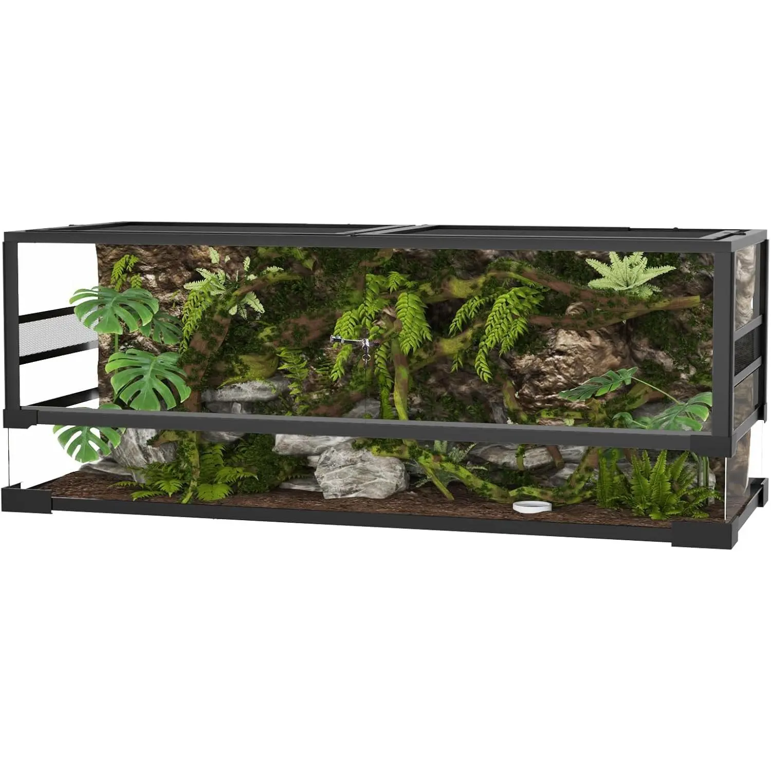 67 Gallon Tall Glass Terrarium for Reptiles, 122x46x46cm, Double Door and Mesh Ventilation, Easy to Assemble