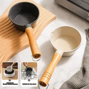 1PC Guanhuang mini non-stick frying pan with long handle, mini frying pan, small hot oil pot, sauce pot, outdoor cooking pot. Suitable for hot oil and sauce preparation. Cookware - Breakfast omelet and coffee cooking pot, essential kitchen item B6