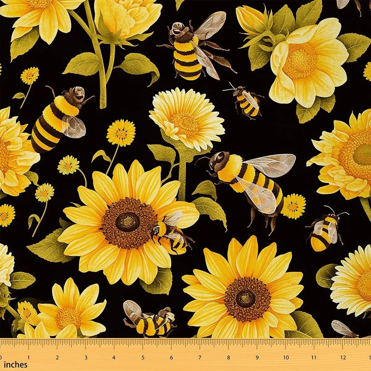 Feelyou Waterproof Outdoor-Indoor Upholstery Fabric - 2 Yd (72 in Length), Bright Sunflower Floral Pattern, DIY-Friendly Sewing Material with 3D Printing Technology, Machine Washable for Lamp Shade, Hammock, Cushions