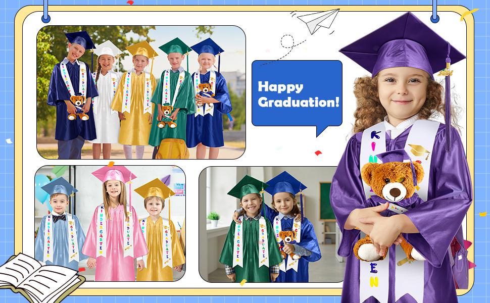 7 Pcs Graduation Gown Cap 2026 Graduation Accessories Include Stole Tassel Sash Charm Bear Gifts for Classmates or Friends Student  Graduation School Supplies