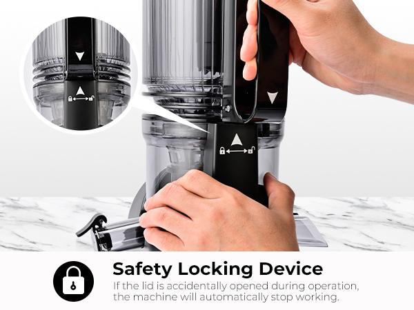 SUSTEAS Cold Press Juicer 5.3-Inch Large Feed Inlet, Easy to Clean, High Juice Yield, Suitable for Whole Vegetables and Fruits Household Appliances