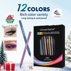 12-color Eyeliner Pencil- Sweat-proof Eyelid Pencil,Long-Lasting High Pigment Effect Makeup, Suitable for Any Look and Daily Use, Easy to Apply