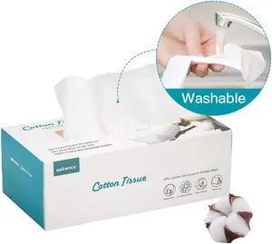 Winner 3-Ply Disposable Face Towels 100% USA Cotton Dry Wipes 100 Count for Sensitive Skin Natural Comfort Facial Cleansing Tissue Napkin Washable