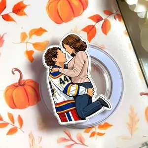 Hockey Couple Phone Grip, Personalized Jersey Number Griptok, Romantic Sports Themed Phone Stand, Custom Gift for Hockey Fans