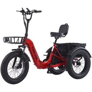 Foldable E-Tricycle for Adults – The Ultimate Father's Day Gift for Easy, Comfortable Rides | 500W Motor | 50-Mile Range | 400lbs Load | Red