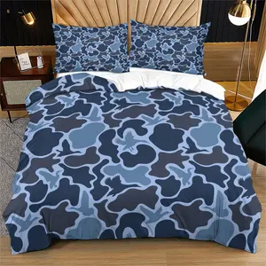 Blue Camouflage Flying Ducks Duvet Cover Set, 1 Duvet Cover & 1/2 Pillowcases, Breathable &, Twin/full/queen Sizes