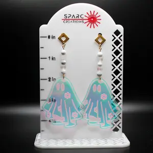 Daisy Ghost Earrings with Howlite and Moonstone Beads