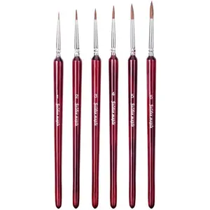 Golden Maple Professional Sable Hair Detail Paint Brush Set - 6 Miniature Art Brushes for Fine Detailing & Art Painting - Acrylic, Watercolor, Oil - Miniatures, Models - Easy Grip Handles & Premium Bristles