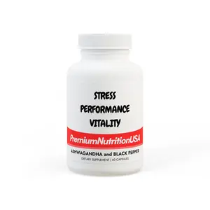 Premium Ashwagandha and Black Pepper Supplement - 60 Capsules for Stress Relief and Performance Enhancement