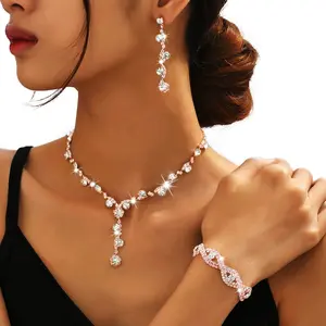 Rhinestone Jewelry Set Sparkly Prom Jewelry Necklace Wedding Necklace Jewelry Accessories for Women