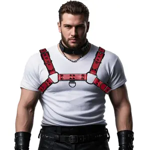 Mens Harness PU Leather Suspenders Shoulder Belt Adjustable 3color