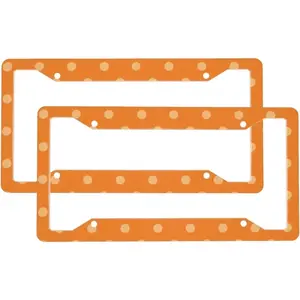 Small Orange Polka Dot 2-Pack Aluminum License Plate Frames Replacement, Universal Car License Plate Holder with 4 Holes and Screws, Car Accessories