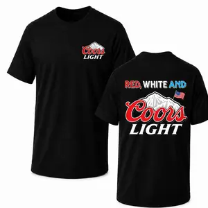 Red White And Coors Graphic T-Shirt, Funny 4th Of July Beer Lover Tee, Patriotic America Shirt for Men Women, Vintage USA Independence Day Party Shirt, Casual Crew Neck Comfort Cotton Graphic Tee, Summer Patriotic Outfit Gift