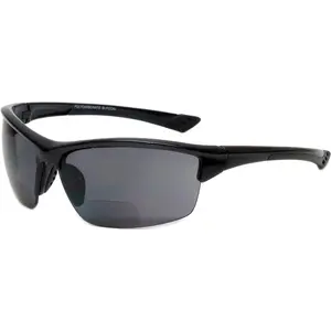 Sport 202BF Bifocal Reading Safety Glasses Readers Men Women Anti Fog Wrap Around Tinted UV Protection Semi-Rimless