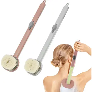 Géneric Back Scrubber for Shower with Soap Dispenser and Long Handle Bath Massage Cleaning Brush - Pink+Grey - Accessories, Curve showertools