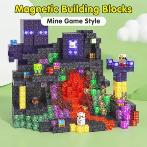 100/200/300 pcs Magnetic Building Block Set – Cave Adventure Theme, Assembled Building Block Toy, Children's Magnetic Sensory Toy, Mine Building Toy Set, Magnetic Building Blocks to Stimulate Creativity, Perfect Fun Toy and Ideal Gift for Holiday Partie