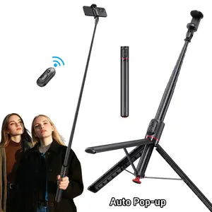 70" Auto-Open Selfie Stick Tripod with Remote Kit, 175mm(H) Telescopic Rod Aluminum Alloy, 360° Rotatable Stable Travel Portable Phone Holder Stand Mount for Vlog/Video Record/Live Stream, Universal fits for iPhone 17 16 15 Pro Max Samsung Galaxy Series