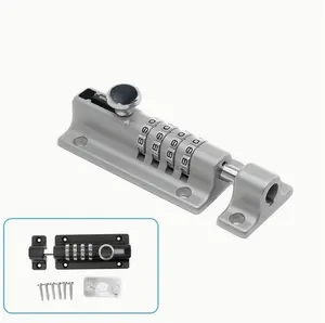 1pc Combination Locking Bolt, Combination Barrel Bolt Safety Slide Latch Lock With Password Setting 4 Digit Combination, Door Security Slide Latch Lock, Set Your Own Password