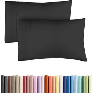 Pillow Cases - 2 Pack - Super Soft Pillowcase Covers - Envelope Enclosure - Hotel Quality Pillow Protectors - Wrinkle Free, Fade, Shrink & Stain Resistant - Machine Washable - 20" x 30" (Black)