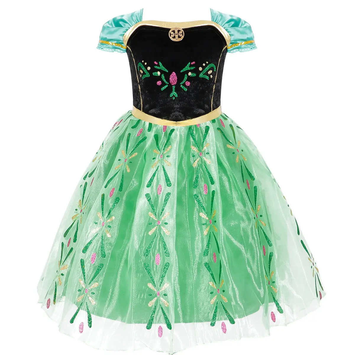 Toddler Girls Princess Anna Dress Qween Costume Snow Party Cosplay Fancy Dress with Accessories