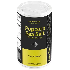 AROMASONG 13 oz. Popcorn Salt Shaker - 100% Natural Extra Fine Sea Salt for Crunchy Cheese-Flavored Snacks, Natural Salt
