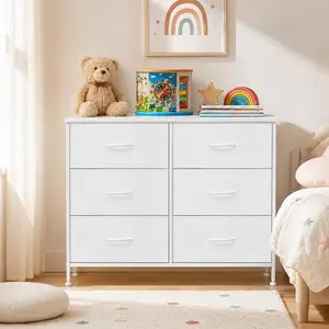 6-Drawer Fabric Dresser – Small Bedroom Storage Chest, Closet Organizer, TV Stand with Drawers, Fabric Storage Tower with Removable Bins, Double Dresser for Bedroom, Living Room, Hallway, Clothes Storage Unit