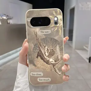 Rounded Edge Phone Case for Google Pixel 10 9 8 7 Pro A XL Icarus Love Pattern Pocket-Friendly Shockproof Liquid Silicone Protective Soft Smartphone Casing