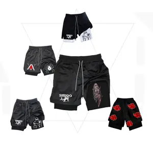 Berserk Men's 2-in-1 Sports Shorts Quick-Drying Running Shorts Double-Layer Gym Training Shorts in Polyester Material for Running and Gym Training