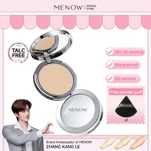 [New Arrival] MENOW Flawless Soft-Focus Powder,  18H Longlasting Translucent Pressed Setting Powder, Oil Control, Waterproof, Sweatproof, Poreless Powder,Does not contain talc(Free 2 powder puffs)