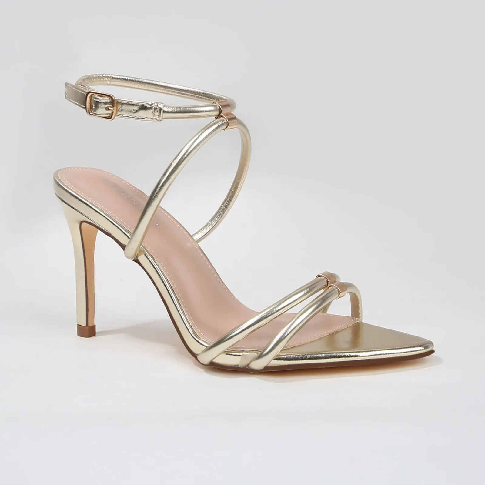 BERNESS Women's Stiletto Heels, Minimalist 3-Strap Faux Leather Sandals with Pointed Toe & 3" Heel for Formal Evening Events, Heels For Women