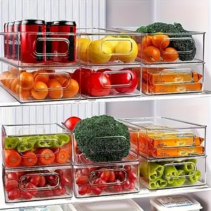 6Pcs Acrylic Stackable Plastic Fruit Storage Containers for Refrigerator Cupboard & Utility Room Food Organization Clear Durable Versatile Usekitchen gadgets