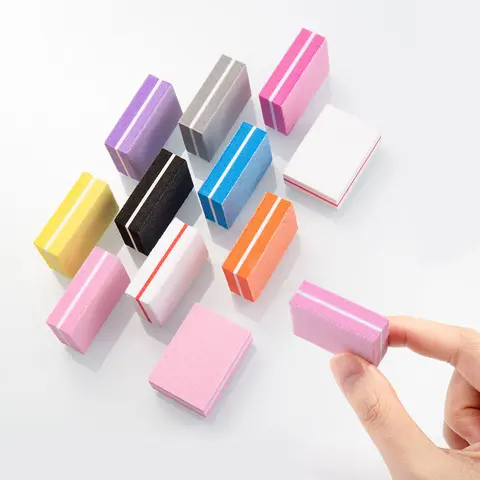 100-Pack Compact Nail Buffer Blocks, 100/180 Grit Smoothing Tools for Acrylic & Natural Nails, Bulk Professional Manicure Polish Accessories
