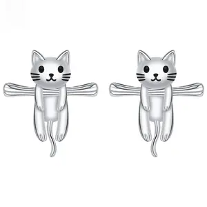 Unique Cat Stud Earrings for Women Cute Christmas Gift Idea Minimalist Kitty Earrings Hypoallergenic Jewelry Perfect Present for Cat Lovers
