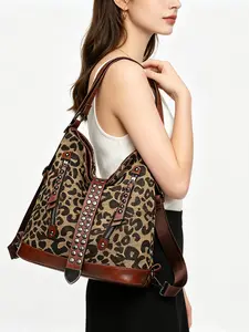 Multifunctional Leopard Print Travel Bag, Versatile Backpack and Handbag, Convenient for Travel, Stylish and Practical Design