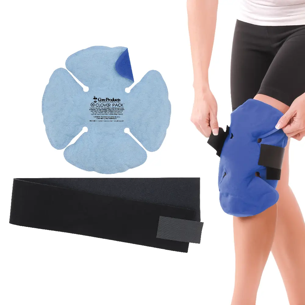 Dual Comfort Clover Pack – Reusable Hot & Cold Therapy Pack with Compression Strap for Knee, Shoulder & Joint Pain Relief – Flexible Ice & Heat Pack for Swelling, Arthritis & Sprains – Made in USA