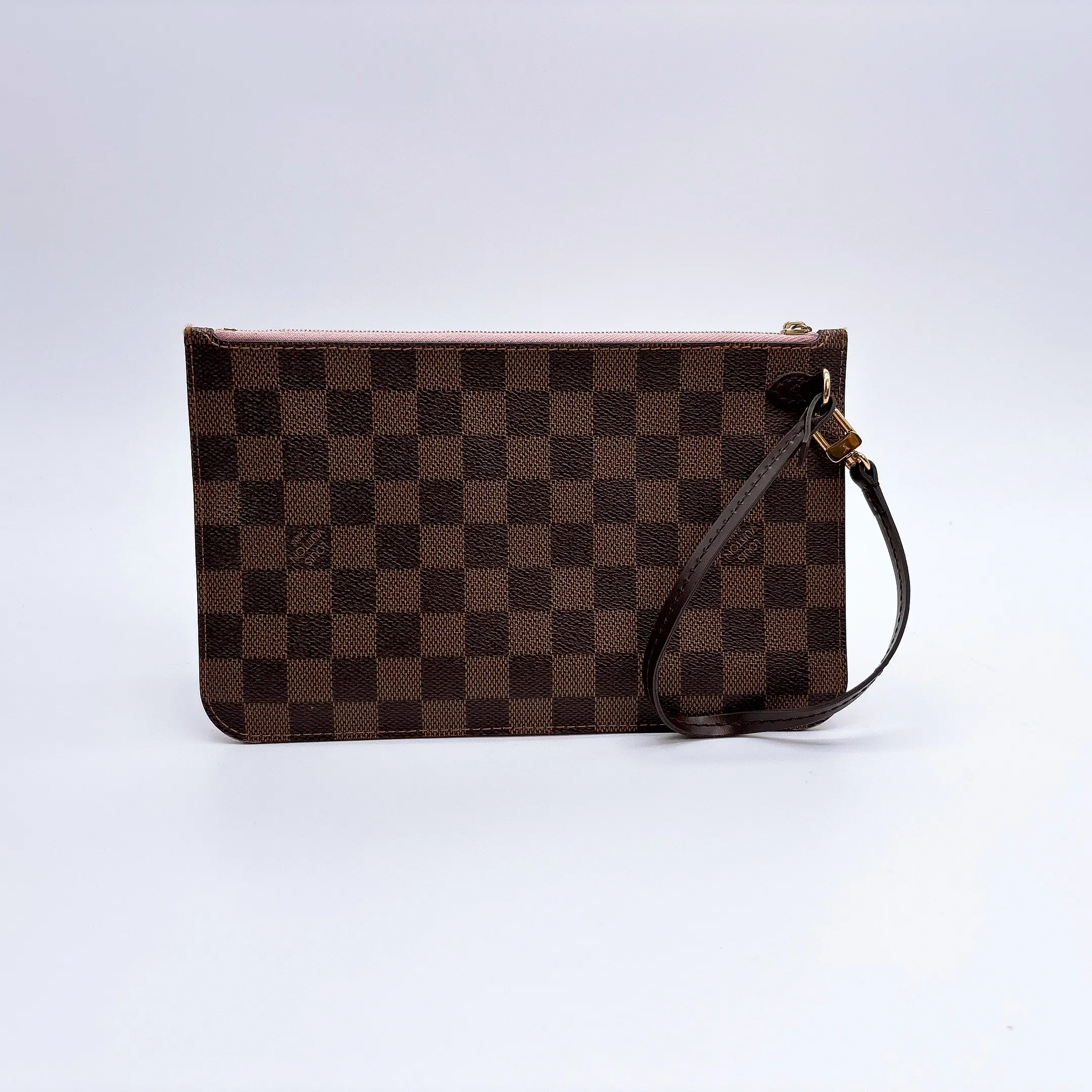 Pre-owned Louis Vuitton Canvas Bag accessories Neverfull Pouch crafted in the classic Damier Ebene