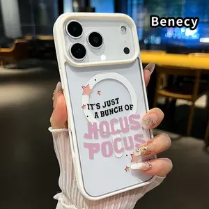Hocus Pocus Magic Pattern Magnetic Phone Case for iPhone 17 16  Pro Max Plus 15 14 13 12 11 Air E Non-Yellowing Clear Crystal Drop-proof Slim Silicone Shockproof Transparent Acrylic Cover Supports Wireless Charging