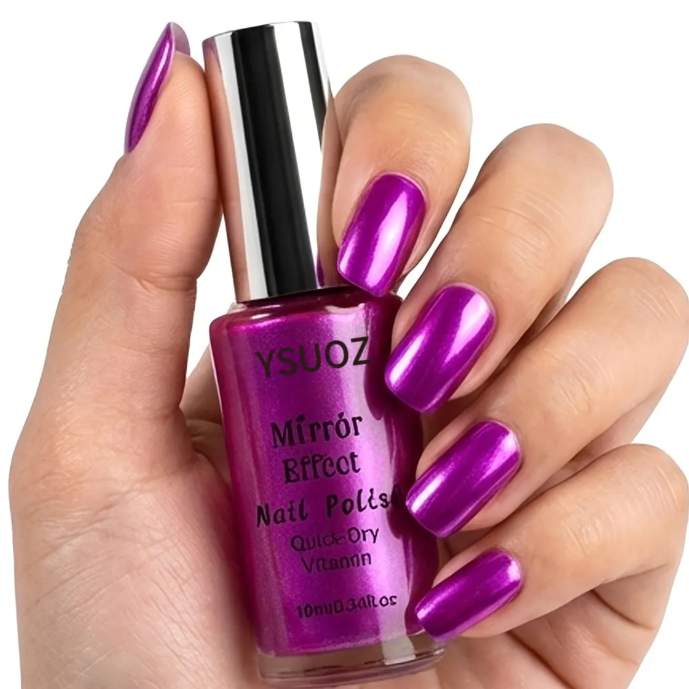 Professional-Grade Purple Mirror-Effect Nail Polish, Natural Quick-Dry Formula, Natural Shine - Ideal for Parties