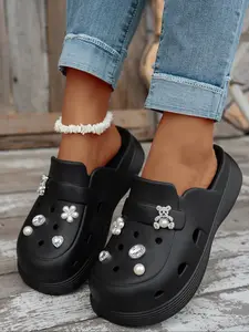 Women's Cute Cartoon Bear Shoes, Summer Fashion Casual Thick Sole Slippers, Outdoor Trendy Sandals, Indoor Non-Slip Slip-On Sneakers