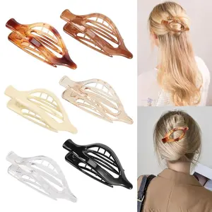 6 Packs Flat Hair Clips, Curved Claw Clips for Women Girls, Alligator Clips for Thick Thin Hair, Strong Hold Duck Billed Clips,4.7 Inch Hair Barrettes,Valentine's Day Hair Accessories, Amber Color
