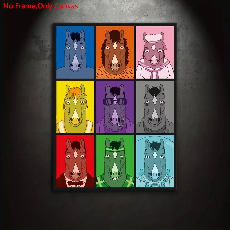 1 Piece/Set Frameless Canvas Painting Print Poster,Classic Funny Humor Anime Pop Art, Funny Print Design,Bojack Horseman,Perfect Gift for Comedy Animation Lovers,Ideal Gift for Bedroom,Office,Living Room,Kitchen,Wall Decoration