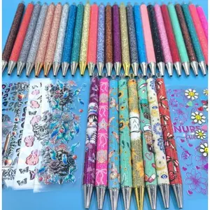 74pcs Glitter Ballpoint Pens Stickers Set Including Glitter Pens and Random Stickers for Diy Craft Suitable for Teachers, Students Suppliers