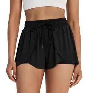 2 in 1 Flowy Running Shorts for Women Gym Yoga Athletic Workout Active Wear Tennis Skirt Skort with Pockets Butterfly Sweat Pants Spandex Cheer Skort Teen Girls Cute Trendy Clothes Summer