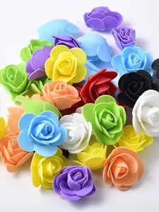 50 Pe Foam Flower Heads for DIY Jewelry Decoration, Jewelry Making Accessories, Wedding Bride Wreath Decorations, Craft Supplies