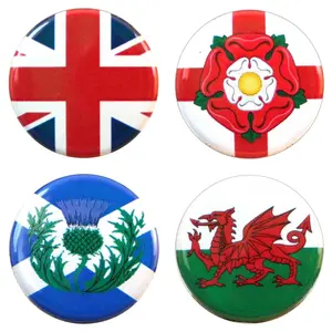 Buttonsmith® UK Flags Tinker Top® Set – Made in USA – for use with Tinker Reel® Badge Reels