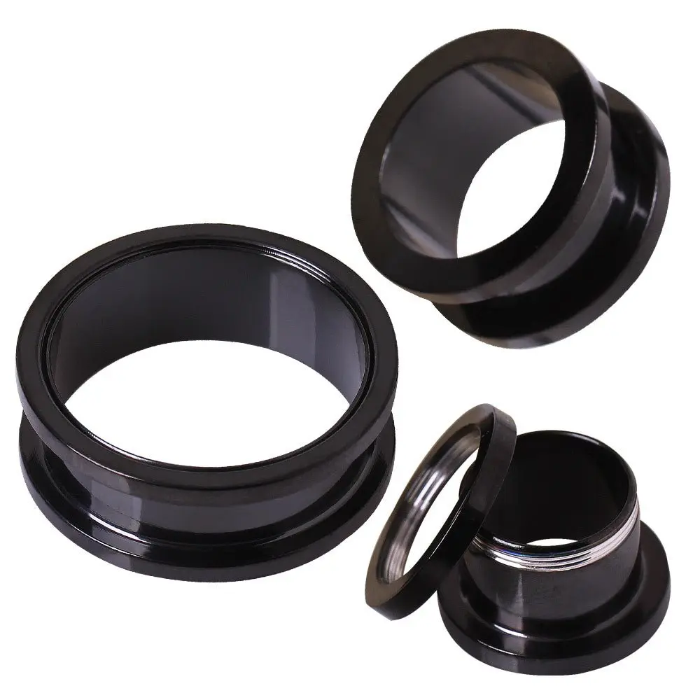 Black PVD Screw Fit Tunnel Plug — Sold as Pair